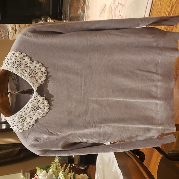 Nwt Siani xl Gray Sweater with Lace Collar - Picture 6 of 7